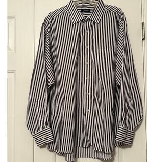 Men's Chaps Black-Striped Dress Shirt, 18 1/2"